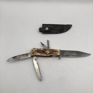 Vintage Decora Solingen D.G.B.M. Germany Fixed Blade Hunting Knife Multi-Tool